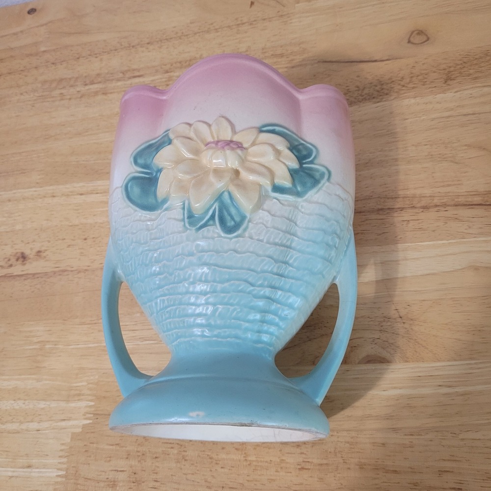 Hull Art Pottery Vase Floral Planter Pink Blue‎ Vintage Home Decor FA-8 1/2